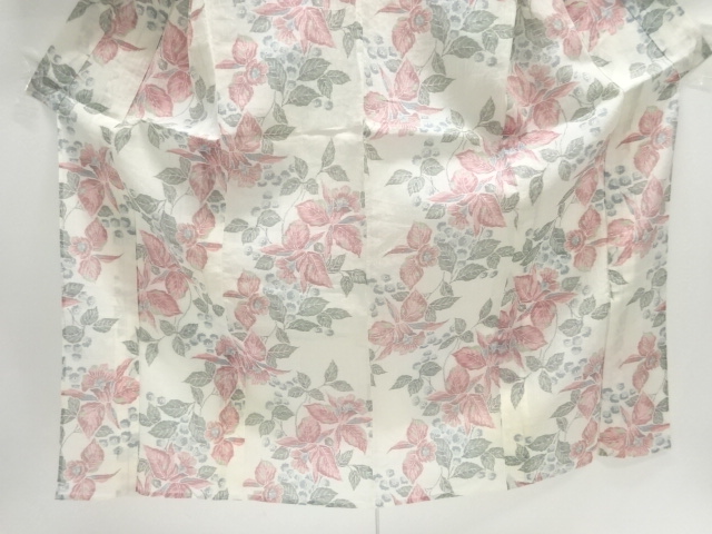  大正ロマン　本場小千谷ちぢみ　蘭模様織り出し着物